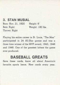 1985 Baseball Greats Caricatures #3 Stan Musial Back
