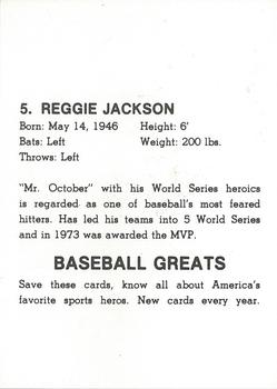 1985 Baseball Greats Caricatures #5 Reggie Jackson Back