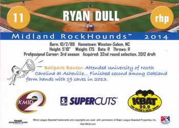 2014 Grandstand Midland RockHounds #NNO Ryan Dull Back