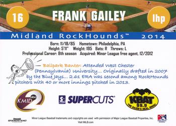 2014 Grandstand Midland RockHounds #NNO Frank Gailey Back