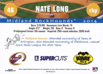 2014 Grandstand Midland RockHounds #NNO Nate Long Back
