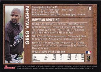2000 Bowman - Retro/Future #10 Greg Vaughn Back