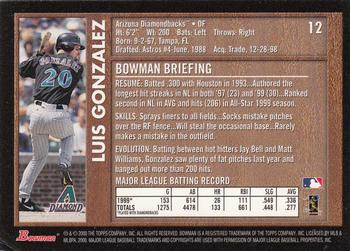 2000 Bowman - Retro/Future #12 Luis Gonzalez Back