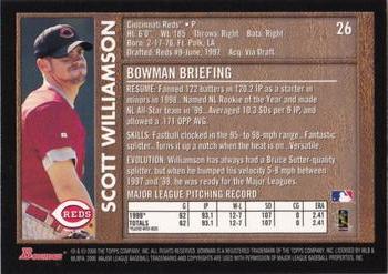 2000 Bowman - Retro/Future #26 Scott Williamson Back