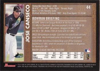 2000 Bowman - Retro/Future #44 Jose Canseco Back