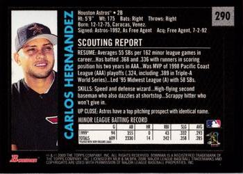 2000 Bowman - Retro/Future #290 Carlos Hernandez Back