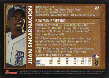 2000 Bowman - Retro/Future #97 Juan Encarnacion Back