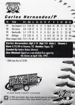 2000 Active Graphics Midwest League All-Stars #NNO Carlos Hernandez Back