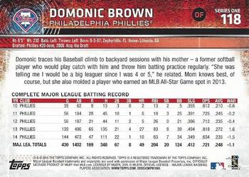 2015 Topps #118 Domonic Brown Back