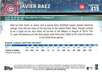 2015 Topps #315 Javier Baez Back