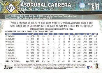 2015 Topps #511 Asdrubal Cabrera Back