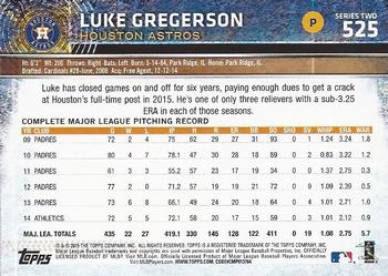 2015 Topps #525 Luke Gregerson Back
