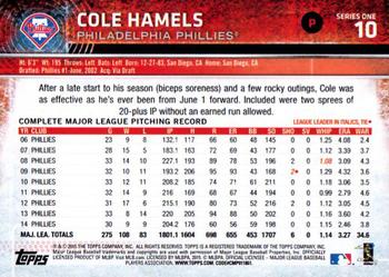 2015 Topps #10 Cole Hamels Back