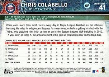2015 Topps #41 Chris Colabello Back