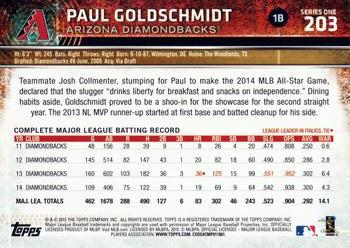 2015 Topps #203 Paul Goldschmidt Back