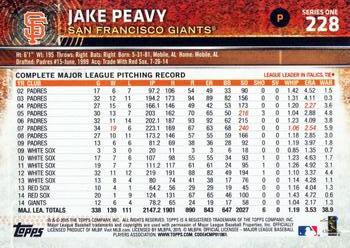 2015 Topps #228 Jake Peavy Back