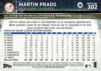 2015 Topps #302 Martin Prado Back
