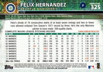 2015 Topps #325 Felix Hernandez Back