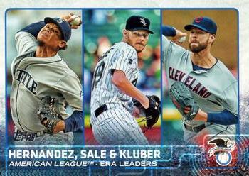 2015 Topps #341 American League ERA Leaders (Felix Hernandez / Chris Sale / Corey Kluber) Front