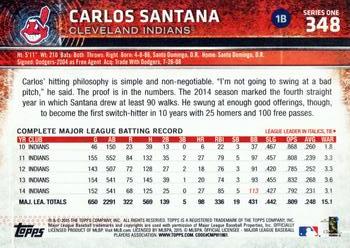 2015 Topps #348 Carlos Santana Back