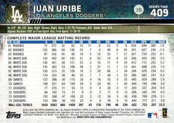 2015 Topps #409 Juan Uribe Back