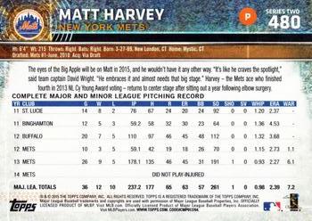 2015 Topps #480 Matt Harvey Back