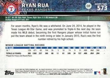 2015 Topps #573 Ryan Rua Back