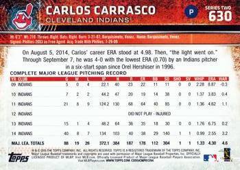 2015 Topps #630 Carlos Carrasco Back