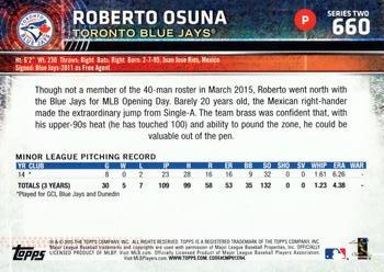2015 Topps #660 Roberto Osuna Back