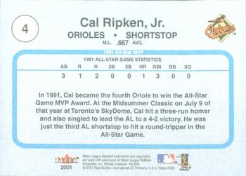2001 Fleer Cal Ripken, Jr. Career Highlights Box Set #4 Cal Ripken Jr. Back