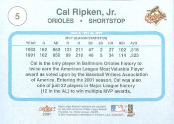 2001 Fleer Cal Ripken, Jr. Career Highlights Box Set #5 Cal Ripken Jr. Back