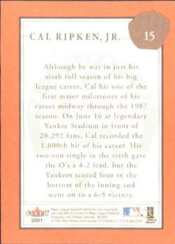 2001 Fleer Cal Ripken, Jr. Career Highlights Box Set #15 Cal Ripken Jr. Back