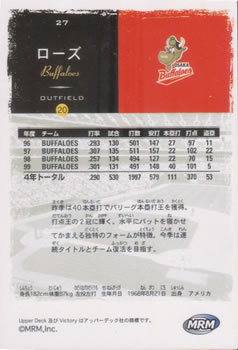 2000 Upper Deck Victory Japan #27 Tuffy Rhodes Back