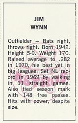 1971 Dell Today's Team Stamps #NNO Jim Wynn Back