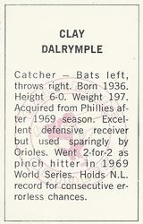 1971 Dell Today's Team Stamps #NNO Clay Dalrymple Back