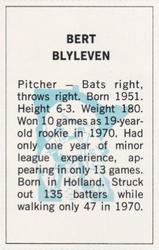 1971 Dell Today's Team Stamps #NNO Bert Blyleven Back