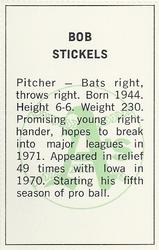 1971 Dell Today's Team Stamps #NNO Bob Stickels Back