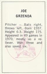 1971 Dell Today's Team Stamps #NNO Joe Grzenda Back