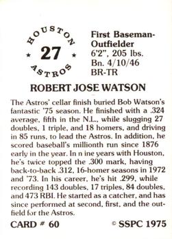 1976 SSPC #60 Bob Watson Back