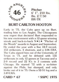 1976 SSPC #67 Burt Hooton Back