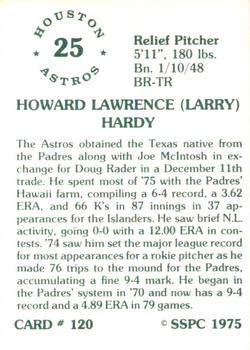 1976 SSPC #120 Larry Hardy Back