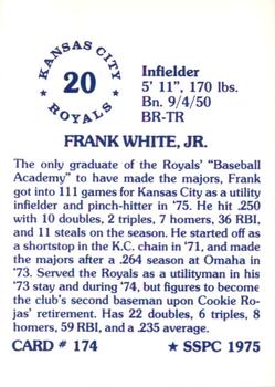 1976 SSPC #174 Frank White Back