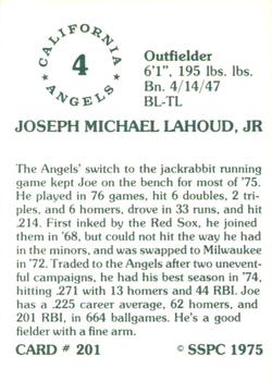 1976 SSPC #201 Joe Lahoud Back