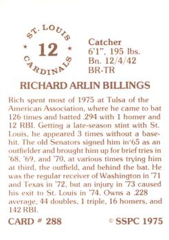 1976 SSPC #288 Dick Billings Back