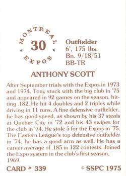 1976 SSPC #339 Tony Scott Back