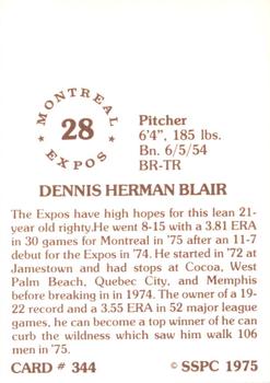 1976 SSPC #344 Dennis Blair Back