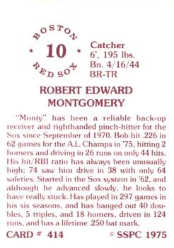1976 SSPC #414 Bob Montgomery Back