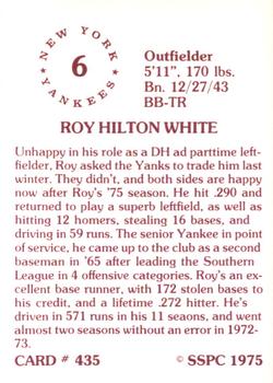 1976 SSPC #435 Roy White Back
