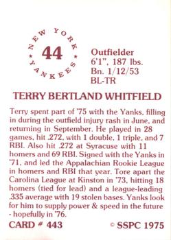 1976 SSPC #443 Terry Whitfield Back