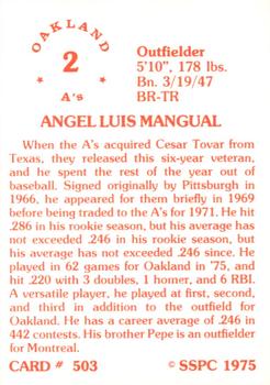 1976 SSPC #503 Angel Mangual Back